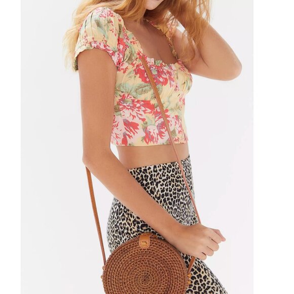 Urban Outfitters Coquette Circle Straw Crossbody Bag - Picture 1 of 8